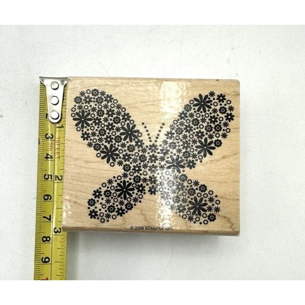 Stampin' Up! Butterfly Floral Design Rubber Stamp Wood-mounted